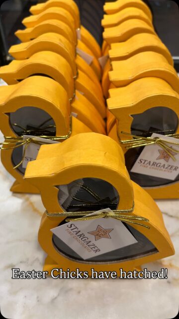 Our Easter Chicks have hatched and are filled with 24 delicious chocolate eggs in milk or dark chocolate! Come and get the before they fly off the shelves! 

#stargazerfinechocolatesandcoffeebar #denverchocolate #easterchocolate #chocolatechicks