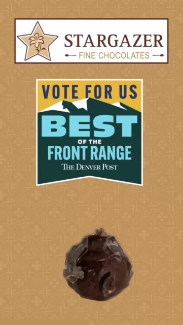 ✅ Vote for Stargazer ✅
We honored to be nominated for best candy store in the 2026 best of the front rage ballot you can vote for us and for your favorite spots around town using the link in the bio. You can find us under the “Eat & Drink” category than the “Candy Store” sub category. You can vote now through August 28 and the results will be shared on December 6. Be sure to stop by and visit too!
#bestofthefrontrange #stargazerfinechocolates #denverfamilybusiness #denverchocolate #chocolateshop